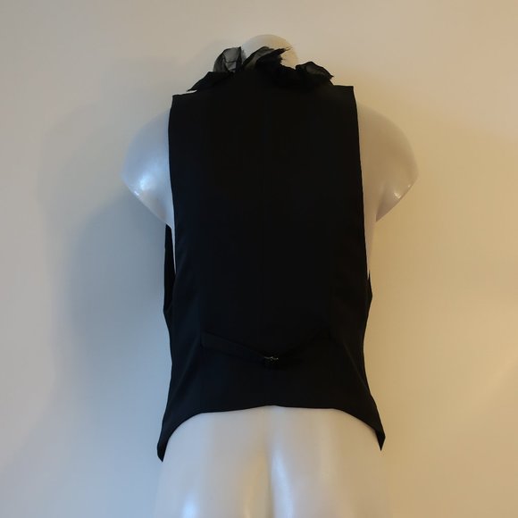 Womens Elizabeth and James Dandy Black Silk Ruffled Vest Top M * - Picture 12 of 15